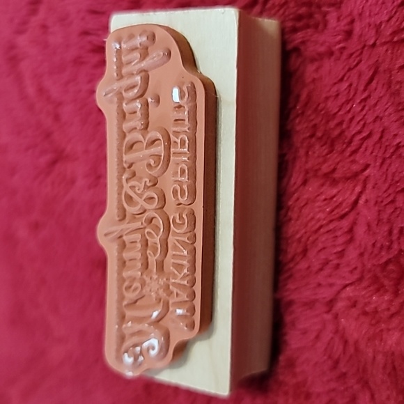 Making Spirits Merry & Bright Phrase Wooden Rubber Stamp - Picture 2 of 2